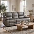 Licot Double Manual Reclining Sofa- 3 Seater- Gray Top Grain Leather