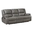 Licot Double Manual Reclining Sofa- 3 Seater- Gray Top Grain Leather