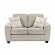 Zoya Loveseat w 2 Pillows- Track Arms- Foam Fill Taupe Chenille 61 Inch