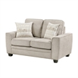 Zoya Loveseat w 2 Pillows- Track Arms- Foam Fill Taupe Chenille 61 Inch
