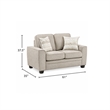 Zoya Loveseat w 2 Pillows- Track Arms- Foam Fill Taupe Chenille 61 Inch