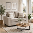 Zoya Loveseat w 2 Pillows- Track Arms- Foam Fill Taupe Chenille 61 Inch