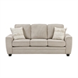 Zoya Sofa w 2 Pillows- Track Arms- Foam Fill Taupe Chenille 83 Inch