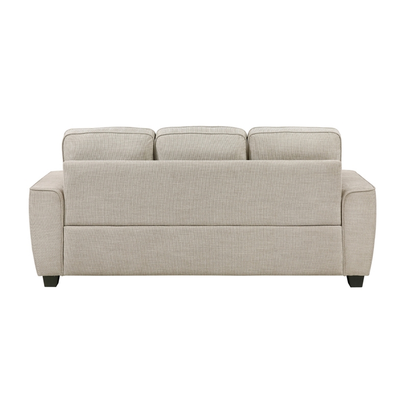 Zoya Sofa w 2 Pillows- Track Arms- Foam Fill Taupe Chenille 83 Inch
