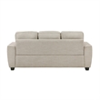 Zoya Sofa w 2 Pillows- Track Arms- Foam Fill Taupe Chenille 83 Inch