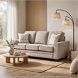 Zoya Sofa w 2 Pillows- Track Arms- Foam Fill Taupe Chenille 83 Inch