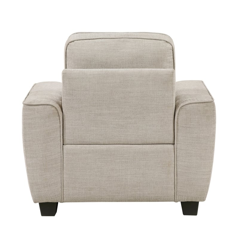 Zoya Accent Chair- Track Arms- Foam Fill Box Cushions- Taupe Chenille