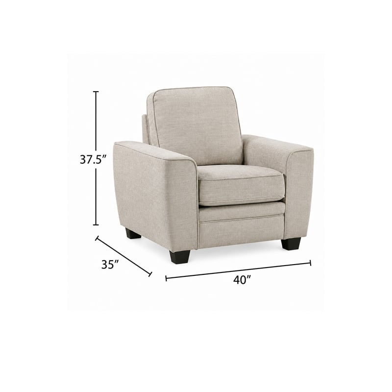 Zoya Accent Chair- Track Arms- Foam Fill Box Cushions- Taupe Chenille