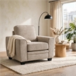 Zoya Accent Chair- Track Arms- Foam Fill Box Cushions- Taupe Chenille