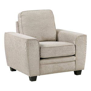Zoya Accent Chair- Track Arms- Foam Fill Box Cushions- Taupe Chenille