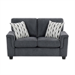 Deva Loveseat w 2 Pillows- Contoured Arms- Dark Gray Chenille 60 Inch