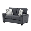 Deva Loveseat w 2 Pillows- Contoured Arms- Dark Gray Chenille 60 Inch