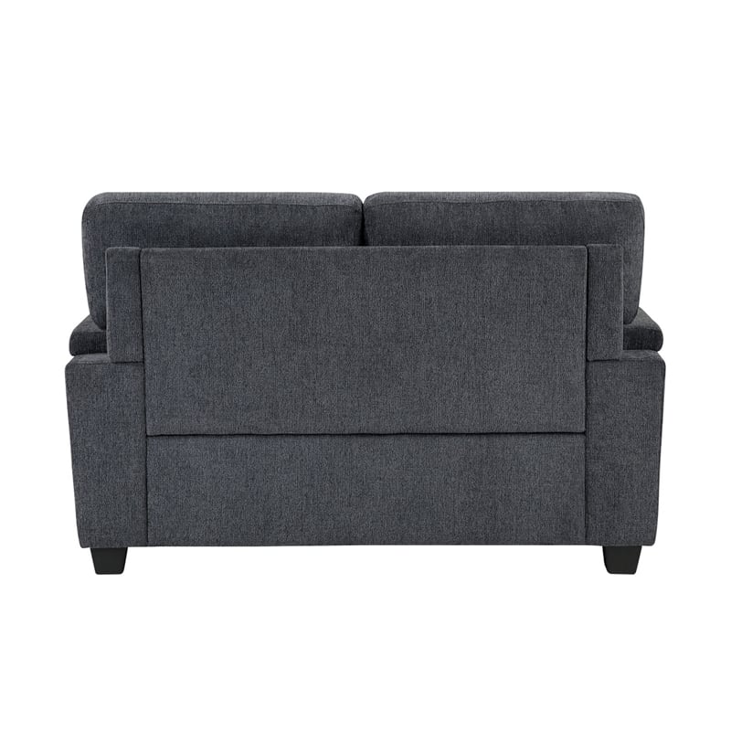 Deva Loveseat w 2 Pillows- Contoured Arms- Dark Gray Chenille 60 Inch