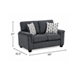 Deva Loveseat w 2 Pillows- Contoured Arms- Dark Gray Chenille 60 Inch