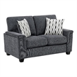 Deva Loveseat w 2 Pillows- Contoured Arms- Dark Gray Chenille 60 Inch