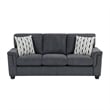 Deva Sofa w 2 Pillows- Contoured Arms- Dark Gray Chenille- Black 82 Inch