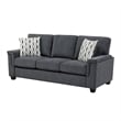 Deva Sofa w 2 Pillows- Contoured Arms- Dark Gray Chenille- Black 82 Inch