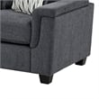Deva Sofa w 2 Pillows- Contoured Arms- Dark Gray Chenille- Black 82 Inch