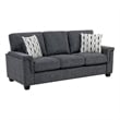 Deva Sofa w 2 Pillows- Contoured Arms- Dark Gray Chenille- Black 82 Inch