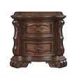 Gony Nightstand- 2 Drawers- Traditional Carving- Gold Accents- Dark Brown