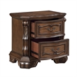 Gony Nightstand- 2 Drawers- Traditional Carving- Gold Accents- Dark Brown