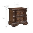 Gony Nightstand- 2 Drawers- Traditional Carving- Gold Accents- Dark Brown