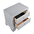 Aman Nightstand- 2 Drawers- Embossed Front- Acrylic Diamond Knobs- Silver