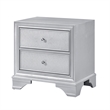 Aman Nightstand- 2 Drawers- Embossed Front- Acrylic Diamond Knobs- Silver