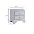 Aman Nightstand- 2 Drawers- Embossed Front- Acrylic Diamond Knobs- Silver