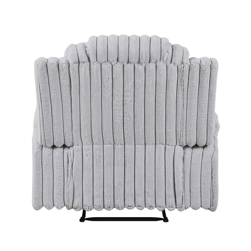 Phil Tab-Pull Recliner Chair with Cup Holders- Light Gray Corduroy