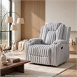 Phil Tab-Pull Recliner Chair with Cup Holders- Light Gray Corduroy