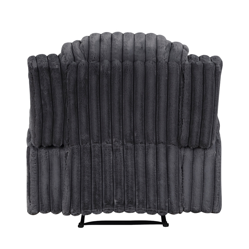 Phil Tab-Pull Recliner Chair with Cup Holders- Dark Gray Corduroy