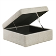 Inaya Storage Ottoman with Casters- Brown Wood-Sage Sand Microfiber-41 Inch