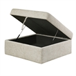 Inaya Storage Ottoman with Casters- Brown Wood-Sage Sand Microfiber-41 Inch