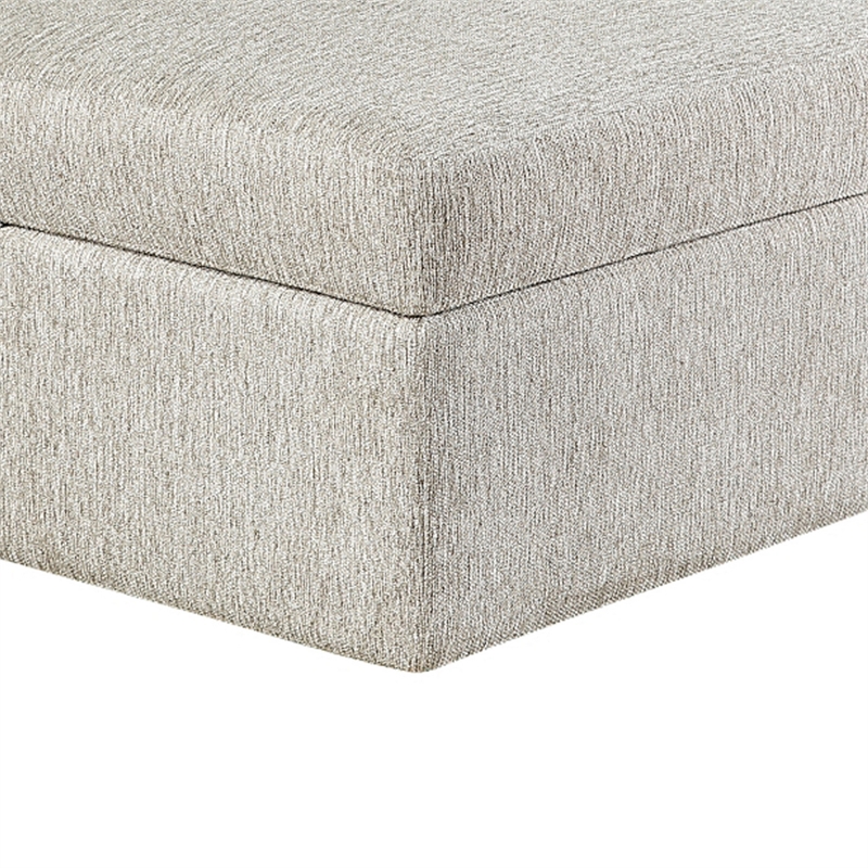 Inaya Storage Ottoman with Casters- Brown Wood-Sage Sand Microfiber-41 Inch