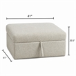 Inaya Storage Ottoman with Casters- Brown Wood-Sage Sand Microfiber-41 Inch