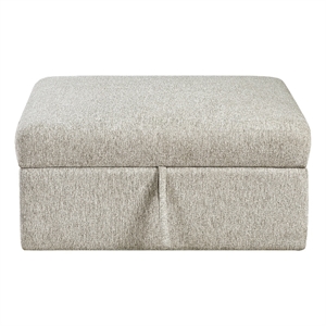 Inaya Storage Ottoman with Casters- Brown Wood-Sage Sand Microfiber-41 Inch