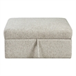 Inaya Storage Ottoman with Casters- Brown Wood-Sage Sand Microfiber-41 Inch