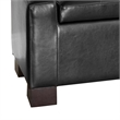 Storage Ottoman Bench- Tufted Black Faux Leather- Brown Wood Legs 50 Inch