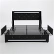 Lesly Storage Full Bed- LED Wingback Headboard- Black Faux Leather