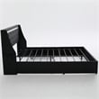 Lesly Storage Full Bed- LED Wingback Headboard- Black Faux Leather