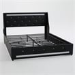 Lesly Storage Full Bed- LED Wingback Headboard- Black Faux Leather