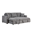 Sery Sleeper Sectional- Storage Chaise- 2 Accent Pillows- Gray Boucle
