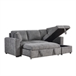 Sery Sleeper Sectional- Storage Chaise- 2 Accent Pillows- Gray Boucle
