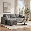 Sery Sleeper Sectional- Storage Chaise- 2 Accent Pillows- Gray Boucle