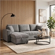 Sery Sleeper Sectional- Storage Chaise- 2 Accent Pillows- Gray Boucle