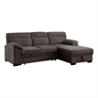 Geni Sleeper Sectional with Storage Chaise- USB Ports- Brown Chenille