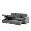 Oby Sleeper Sectional with Storage Chaise and USB Ports- Gray Fabric