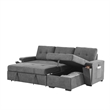 Oby Sleeper Sectional with Storage Chaise and USB Ports- Gray Fabric