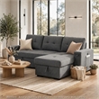 Oby Sleeper Sectional with Storage Chaise and USB Ports- Gray Fabric